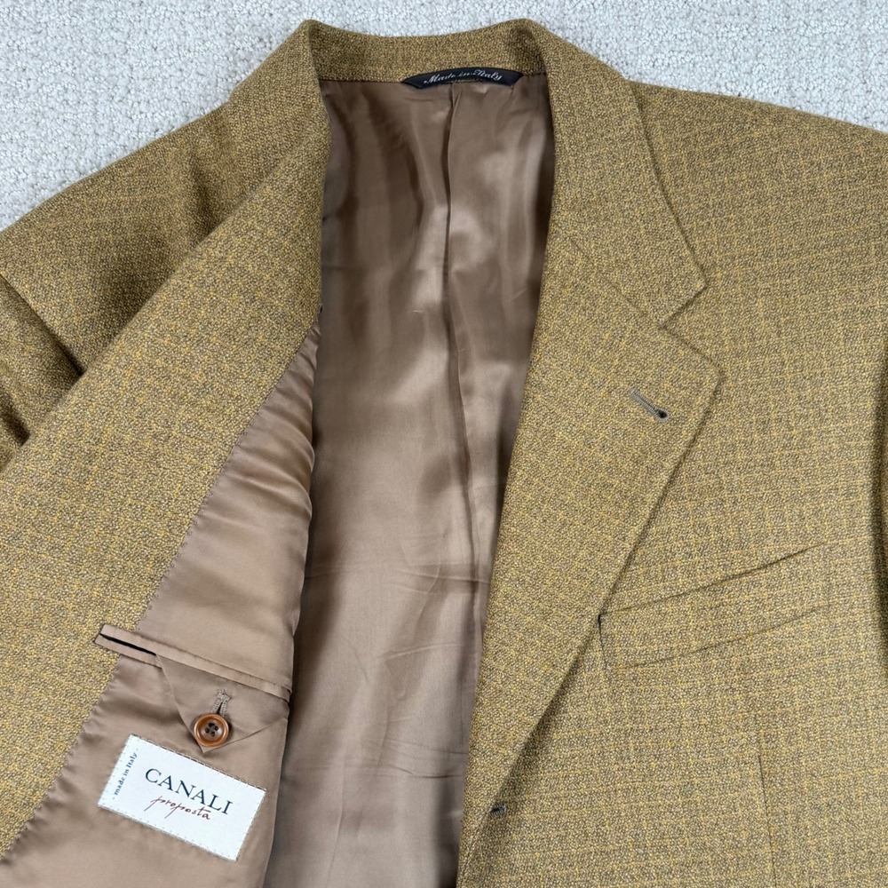 Canali Men's Sport Coat Blazer in Mustard Tweed